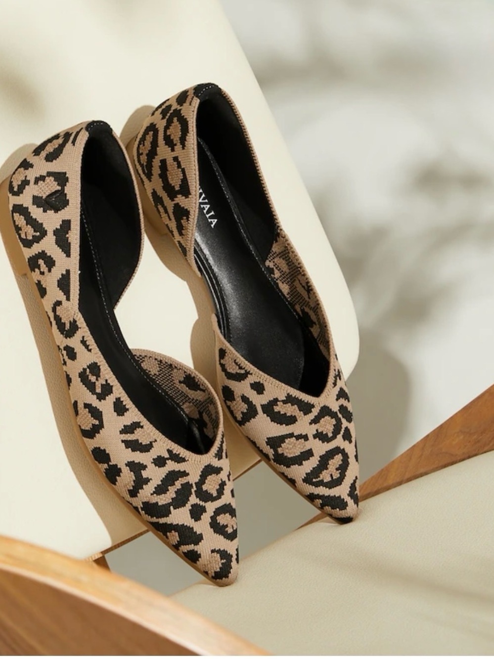 Vivaia Melia Pointed Toe D'Orsay Flats Cheetah Animal Print Sustainable Size 9.5